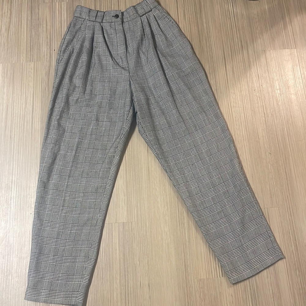 Vintage Black and White Hounds Tooth Check High Waisted Dress Pants